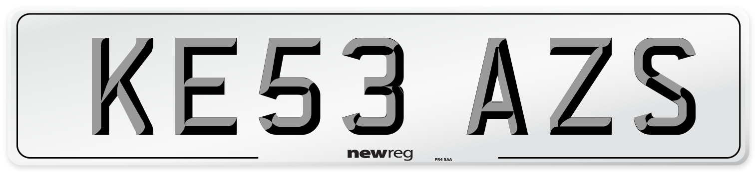 KE53 AZS Number Plate from New Reg